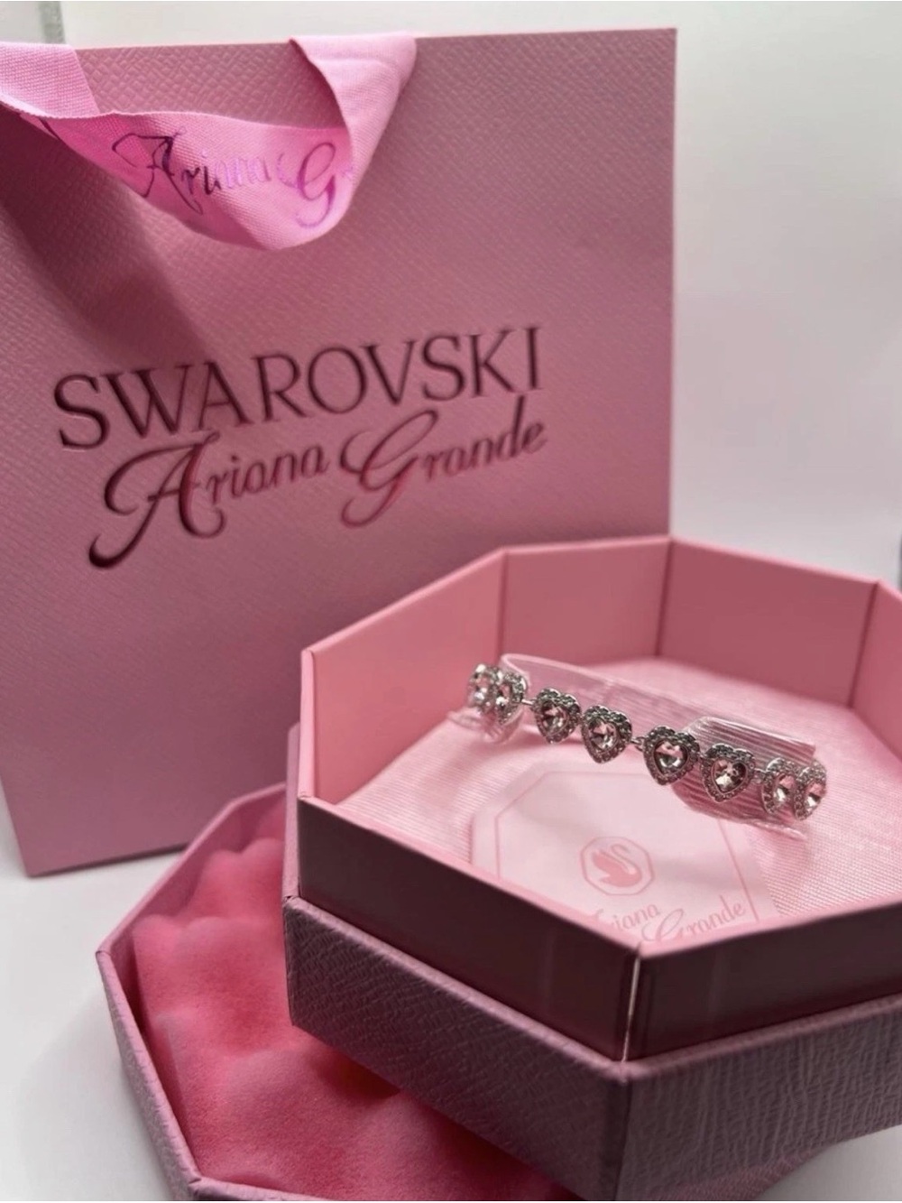 Swarovski x Ariana Grande Pink Crystal Heart Bracelet